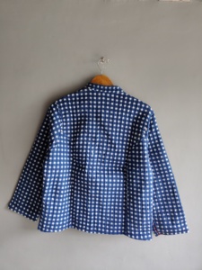 Chaqueta Acolchada para Mujer, Cuello Mao, Manga Larga, Algodón a Cuadros, Estilo Otoñal, Largo Regular, Cierre de Botones, Regalo para Ella - Product Image 6