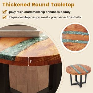 24-Inch Round End <b>Table</b> with <b>Epoxy</b> Top Outdoor Side <b>Table</b> - Product Image 5