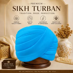 Turbante Pagri Sikh Dastar Listo para Usar para Bodas, Paquete al por Mayor, Envoltura Tradicional India para la Cabeza del Novio, Ropa Étnica para Fiestas y Ocasiones Festivas - Product Image 2