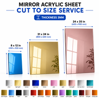 Plaque acrylique miroir haute réflexion colorée 3 mm personnalisée pour signalétique, décoration de mariage, art mural, meubles et projets créatifs