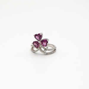 Sparkling Rhodolite <b>Garnet</b> Heart <b>Ring</b> 6MM Elegant Womens Gemstone Fashion Jewelry Collection Set For Women - Product Image 2