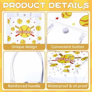 24 Sacchetti Regalo in PVC Trasparente per Softball con Manico 7.9 X 7.9 X 3.1 Pollici, Borse Sportive Riutilizzabili per Tifosi e Allenatori - Product Image 3