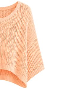 Pull court tricoté ample pour femme Peach, coupe décontractée, manches courtes, léger et respirant, idéal pour l'été - Product Image 4