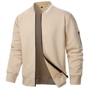 Veste décontractée pour hommes coupe ample veste légère Varsity Bomber avec fermeture éclair extérieur Streetwear col montant sweats - Product Image 5