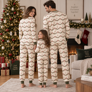 Custom Printed <b>Christmas</b> <b>Pajama</b> Set Women Long Sleeve Full Length Jersey Soft Cozy Winter Sleepwear Crew Neck Elastic Waist - Product Image 3
