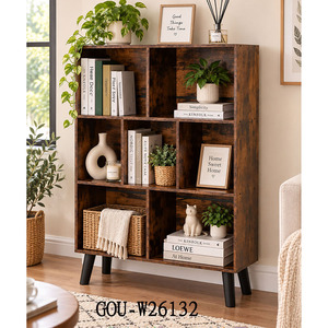 Étagère de rangement en bois en forme de cube avec dossier, style scandinave moderne, meubles de bureau à domicile, autoportante - Product Image 2