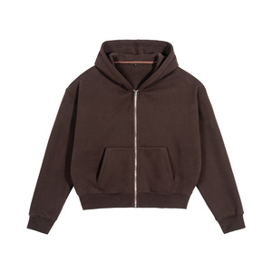 Sudadera con Capucha Negra Unisex, Corte Ajustado, Cierre de Cremallera, Felpa de Algodón, Estilo Casual, Color Sólido, Diseño con Bolsillos, Ropa de Otoño - Product Image 2