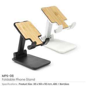 <b>Adjustable</b> <b>Height</b> & Angle Foldable Phone Stands ABS Plastic & Bamboo <b>Desk</b> Use MPS-08 - Product Image 5