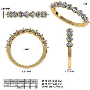 Anillo de Oro con Diamantes Cultivados en Laboratorio, Clásico, Media Eternidad, para Boda, Aniversario, Joyería Fina, Uso Diario de Lujo - Product Image 4