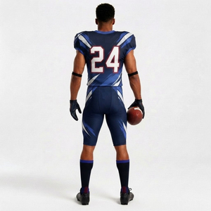 Maillot et pantalon d'uniforme d'équipe de football américain personnalisés pour hommes, impression par sublimation, grande taille, tissu respirant à séchage rapide, usine OEM ODM - Product Image 4