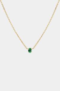Collier Pendentif Minimaliste de Luxe Plaqué Or 18K pour Fiançailles et Mariage, Émeraude Naturelle Taille Ovale Sertie Griffe, Chaîne Câble - Product Image 5