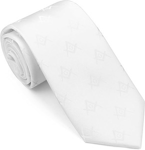 Corbata de seda tejida a mano para masónicos, con escuadra y compás, color gris, origen importado. - Product Image 5