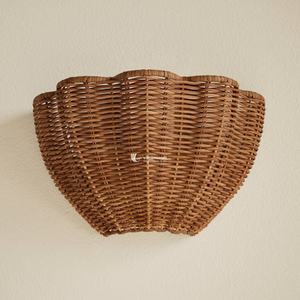 Étagère murale multifonctionnelle en rotin fleuri, décoration murale en osier naturel en forme de tournesol pour un style de maison durable - Product Image 1