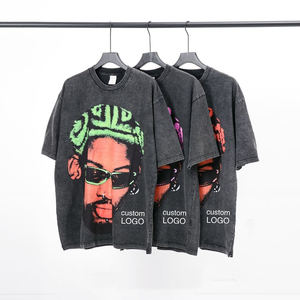 เสื้อยืดคอกลมสำหรับผู้ชายทรงหลวมเสื้อยืดสำหรับผู้ชายคอกลมทำจากผ้าฝ้าย100% โลโก้ OEM ตามสั่ง - Product Image 1