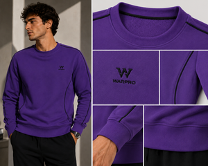 เสื้อสเวตเชิ้ตผู้ชาย Warpro สีม่วง ผ้าฟลีซ คอกลม ทรงปกติ สวมใส่สบายๆ สำหรับฤดูใบไม้ร่วง - Product Image 6