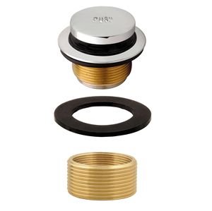 Válvula de desagüe emergente de latón cromado para bañera con botón pulsador, junta de goma y placa de desagüe con rebosadero - Product Image 2