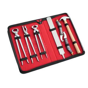 Kit d'équipement de fermeur robuste avec marteau à clous, râpe, lime, cisaille à sabots, outil de clinchage, pince à retirer les sabots et couteau courbé à boucle - Product Image 1