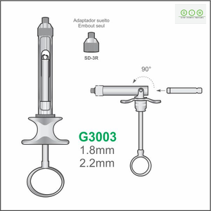 Instrumento Quirúrgico Dental para Hueso, Osteótomo Metálico de 1.8mm y 2.2mm con Adaptador para Cirugía de Implantes, Jeringas Dentales Clase I, Manual - Product Image 1