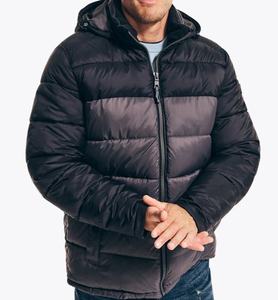 2025 New Arrival Unisex Winter Shiny Quilted Puffer Jacket Windbreaker <b>Padded</b> Thick Black Hooded Stand Collar 100% Nylon - Product Image 5