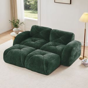 Divano a U Senza Struttura in Velluto Morbido, Design Trapuntato, Spugna ad Alta Densità 32D, Base Ergonomica, Nessun Montaggio Richiesto, per Soggiorno - Product Image 1