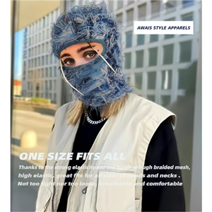 Pasamontañas Unisex de Acrílico con Efecto Desgastado y Peludo, Diseño Personalizado, Tejido Holgado, Máscara de Esquí, Cubre Rostro Completo, Venta al por Mayor - Product Image 3