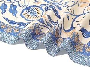 FAB UNITED GEARS Ethnic Solid Silk <b>Square</b> <b>Scarf</b> Blue Cream Casual Skin-Friendly Quick Dry Summer Adult Multi-Functional - Product Image 3