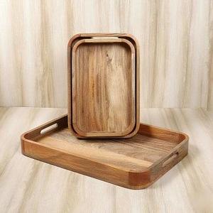 Rectangular Solid <b>Wood</b> Serving Tray Handmade Polished Modern Home Decoration Tabletop Craft - Product Image 1