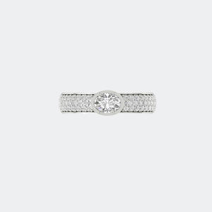 Bague solitaire ovale en diamant brillant de 1,00 carat avec un sertissage pavé imposant – Bague de fiançailles classique de luxe - Product Image 2