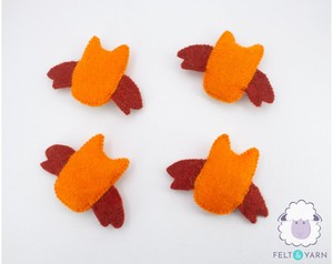 Mini Búho de Fieltro y Lana, Decoración Animal de Fieltro Hecha a Mano, Naranja, Blanco, Rojo, 7 cm, Manualidades Infantiles para Interiores - Product Image 3