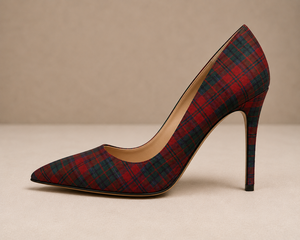 Escarpins à talons aiguilles à motif écossais pour femmes, imprimés sur mesure, à bout pointu, pour fêtes et mariages, directement de l'usine - Product Image 1