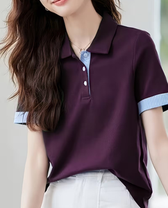 Womens Jersey Quick Dry for Shirt Short Sleeve Breathable Knitted Casual Golf Tennis Workwear Front Custom Logo Top - Product Image 2