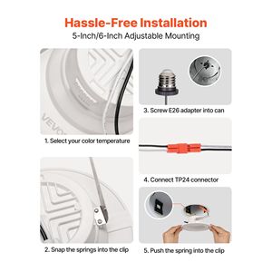 Lot de 10 spots LED encastrables de 4 pouces, 750 lm, 9 W, 120 V, 5 températures de couleur sélectionnables (2700 K/3000 K/3500 K/4000 K/5000 K), garantie 10 ans - Product Image 4