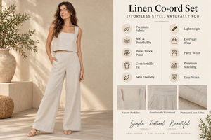 Ensemble pantalon d'été tissé de qualité supérieure - Haut court élégant sans manches beige et pantalon décontracté moderne - Product Image 4