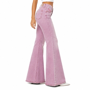 Vaqueros acampanados de cintura alta para mujer, de mezclilla lavada, de largo completo, ajuste holgado, estilo casual de primavera, en colores personalizados - Product Image 3