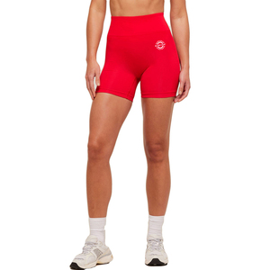 Shorts Deportivos Rojos de Cintura Alta para Mujer, Sexy, de Secado Rápido, Tejidos en Spandex y Poliéster, Cintura Elástica, Color Sólido, Ropa Deportiva - Product Image 1
