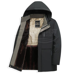 Chaqueta Varsity Delgada de Invierno para Hombre, Cuello Alto, Cierre de Cremallera, Detalle de Botones, Patrón de Letras, Parka Cálida para Hombres de Mediana Edad y Mayores - Product Image 2