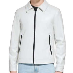 <b>Mens</b> Genuine Leather Work Jacket Relaxed Fit <b>Coat</b> Button Front Shirt Collar <b>Long</b> Sleeve Casual Utility Fashion Outerwear - Product Image 1