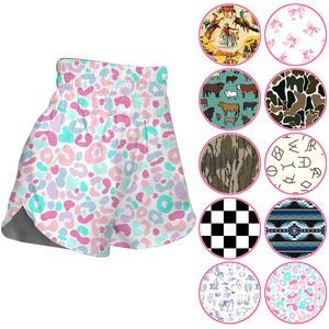 Shorts taille haute style occidental pour femme, imprimé dessin animé, décontracté, tricoté, respirant, taille élastique, délavage coloré, 100% polyester - Product Image 5