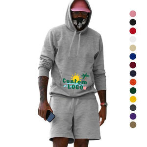 Conjunto de Sudadera con Capucha y Pantalones Cortos 100% Algodón para Hombre, Logotipo Impreso Personalizado, Fabricante Mayorista OEM, Proveedor de Ropa Deportiva Premium - Product Image 1