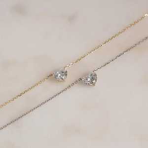 Collier en or jaune 14 carats certifié IGI avec diamant naturel CVD taille cœur 3 carats, plaqué or, couleur VS1 FG, bijoux fins pour femmes, luxe - Product Image 3