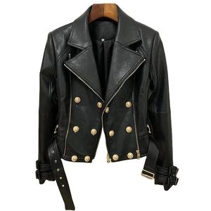 Chaqueta de Motociclista de Cuero Personalizada para Mujer, Logotipo Personalizado, Estilo Urbano, Acabado Liso Teñido, Secado Rápido, Transpirable, Cálida para Invierno - Product Image 1