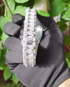 Montre Moissanite en acier inoxydable 41 mm, montre sertie de diamants, montre de luxe pour homme, style Hip Hop. - Product Image 2