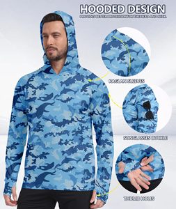 เสื้อตกปลาโพลีเอสเตอร์ระบายอากาศได้ดีสำหรับผู้ชาย พร้อมฮู้ดและหน้ากากกันแดด UPF 50+ - Product Image 3
