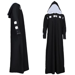 Hooded Long Sleeve Floor Length <b>Abaya</b> For Women Solid Black Modest <b>Prayer</b> Wear Polyester Material Loose Fit All Seasons - Product Image 3