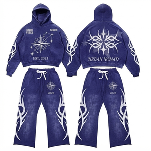 Conjunto Deportivo Y2K Vintage Lavado, Sudadera con Capucha Oversize y Pantalones Deportivos, Diseño Tribal Cyber Sigilism, Ropa Deportiva Urbana - Product Image 4