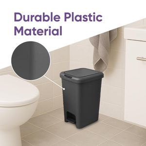 Cestino per Rifiuti con Doppia Apertura 6.5L, Design Sottile, Apertura a Pressione, Finitura Opaca Liscia, Durevole, 9.5"x7"x11.5", in Plastica Grigia - Product Image 3