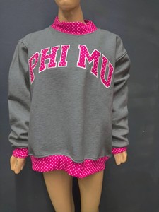 เสื้อสเวตเชิ้ตคอเต่าแบบสวม แขนยาว สไตล์ลำลองสำหรับผู้หญิง ตกแต่งด้วยตัวอักษร Phi Mu แบบสั่งทำพิเศษ สำหรับฤดูใบไม้ร่วงและฤดูหนาว - Product Image 3
