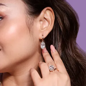 Oval Cut <b>Diamond</b> Solitaire <b>Dangle</b> Labgrown <b>Diamond</b> <b>Earrings</b> Beautiful <b>Diamond</b> <b>Earrings</b> Exclusive Jewelry from Indian Supplier. - Product Image 5