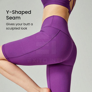 Shorts de yoga respirants taille haute pour femmes, pour fitness, gym, entraînement, sans coutures, effet push-up, en Spandex/Nylon - Product Image 6