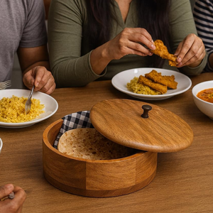 Wood Chapati <b>Storage</b> Box for Warm Rotis and Hygienic Food Keeping Wooden Chapati Box - Product Image 6